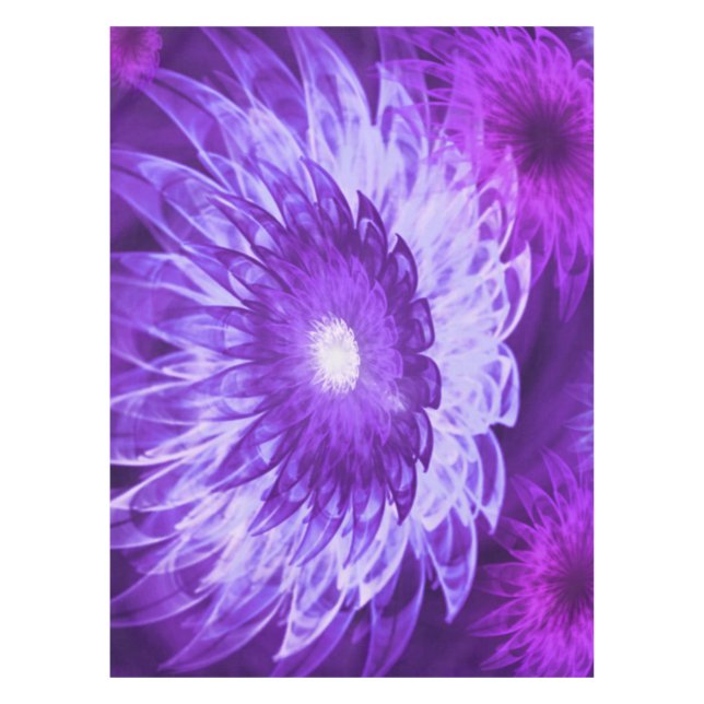 Toalha De Mesa Tablecloth Fantasy Flores Roxo (Frente)