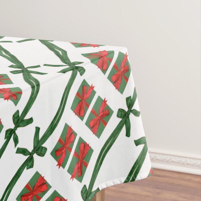 Toalha De Mesa Tablecloth, Feliz Natal Arcos Verdes Vermelhos (Posição Original)