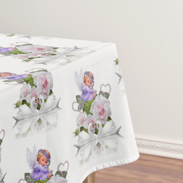Toalha De Mesa Tablecloth Floral Angel White Swans (Posição Original)