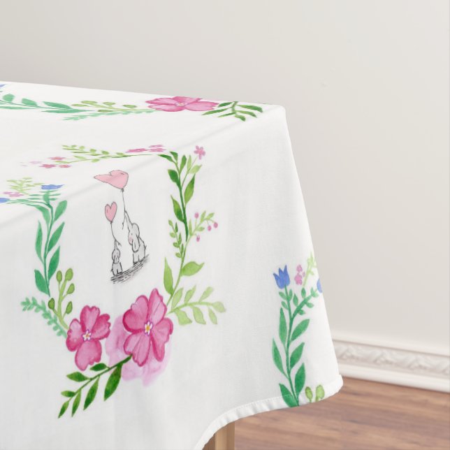 Toalha De Mesa Tablecloth Floral Elephant (Posição Original)