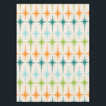 Toalha De Mesa Tablecloth geométrico de Starbursts do vintage<br><div class="desc">Vintage. Geometrics. Starbursts. Se você ama algumas daquelas palavras, este Tablecloth geométrico de Starbursts do vintage retro é para você. Características deste design moderno do meio século um fundo de creme com fileiras da turquesa, do verde limão, da laranja, e dos starbursts da cerceta. Este design da modificação emparelha-se belamente...</div>