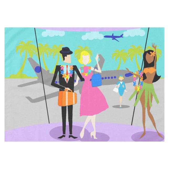 Toalha De Mesa Tablecloth havaiano retro do Natal (Frente (Horizontal))