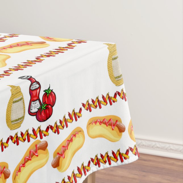 Toalha De Mesa Tablecloth Hotdog Ketchup Comida de mostarda (Posição Original)