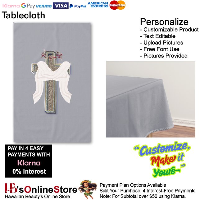 Toalha De Mesa Tablecloth Household Linen Cinza Background (Cross Tablecloth Linen with Gray Background.)