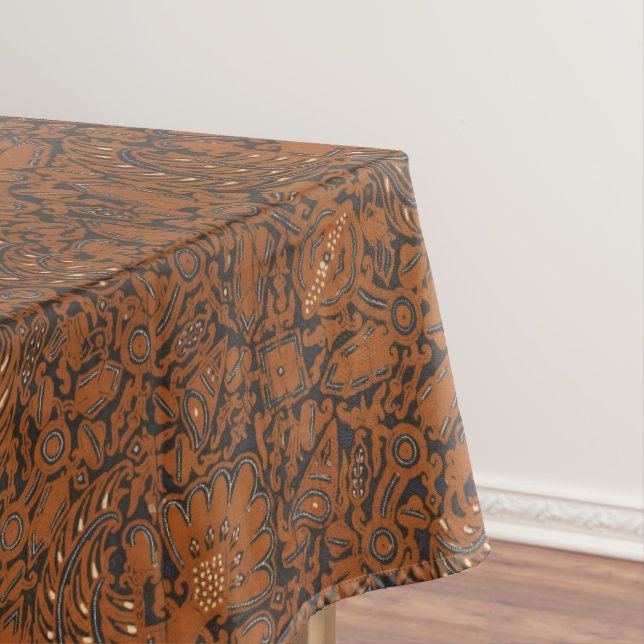 Toalha De Mesa Tablecloth Intricate Orange & Black Batik (Posição Original)