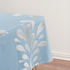 Toalha De Mesa Tablecloth Padrão Moderno Azul Claro e Prateado
