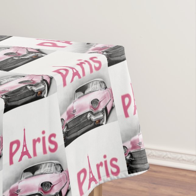 Toalha De Mesa Tablecloth Paris França Carro Rosa (Posição Original)
