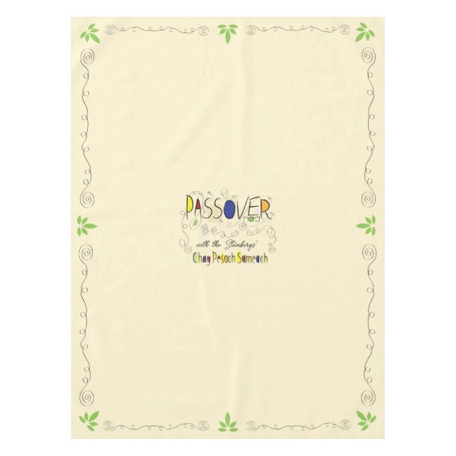 Toalha De Mesa Tablecloth "Passover Chag Sameach" de 52/70" (Frente)