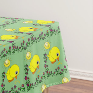 Toalha De Mesa Tablecloth Pintinho Verde Amarelo Floral