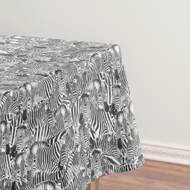 Toalha De Mesa Tablecloth preto e branco da listra da zebra (Posição Original)