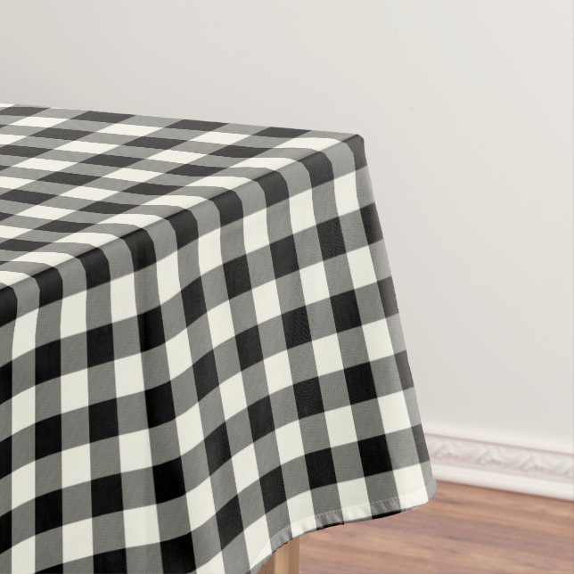 Toalha De Mesa Tablecloth preto e branco do algodão do guingão (Posição Original)
