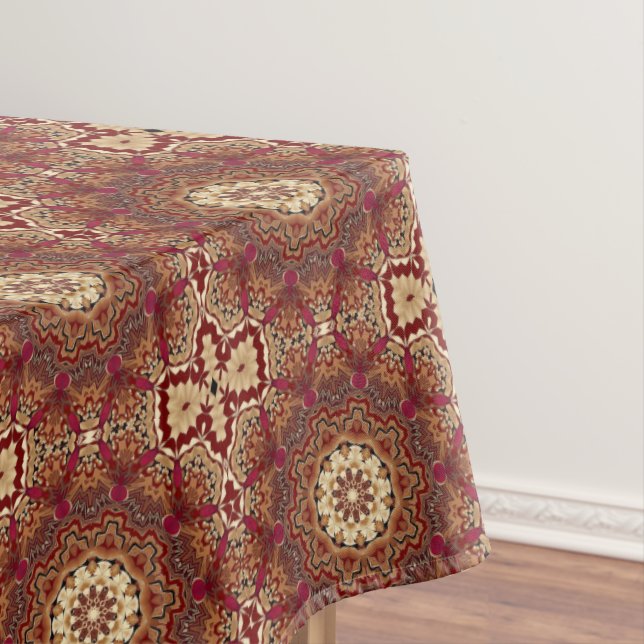 Toalha De Mesa Tablecloth Red Dourado Floral Holiday (Posição Original)