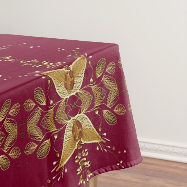 Toalha De Mesa Tablecloth Red Dourado Holiday (Posição Original)