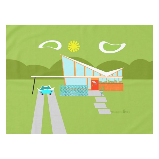 Toalha De Mesa Tablecloth retro da casa do Palm Springs (Frente (Horizontal))