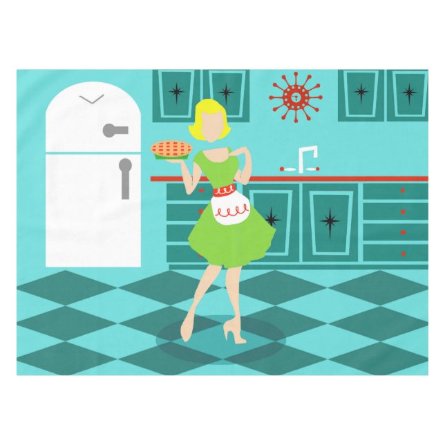 Toalha De Mesa Tablecloth retro da cozinha (Frente (Horizontal))