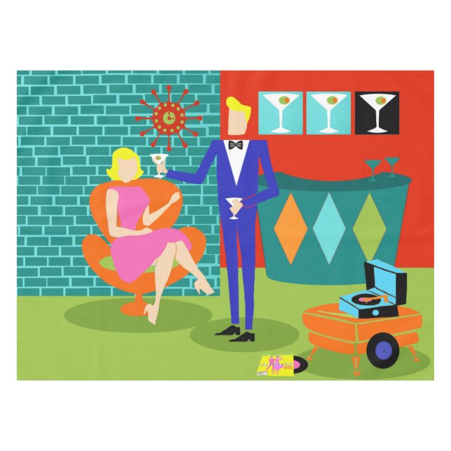 Toalha De Mesa Tablecloth retro do casal de Martini (Frente (Horizontal))