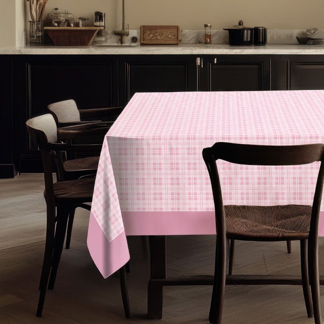 Toalha De Mesa Tablecloth rosa elegante com tons suaves (Elegant Pink Checkered Tablecloth with Soft Tones)