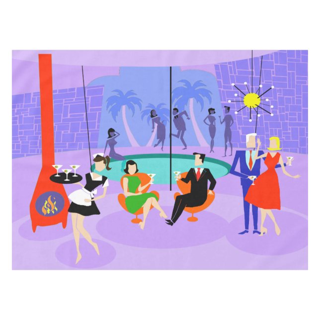 Toalha De Mesa Tablecloth tropical retro do cocktail (Frente (Horizontal))