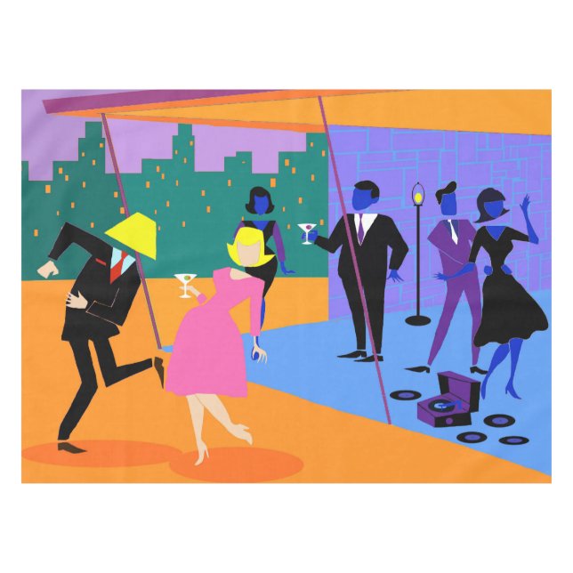 Toalha De Mesa Tablecloth urbano retro do partido do telhado (Frente (Horizontal))