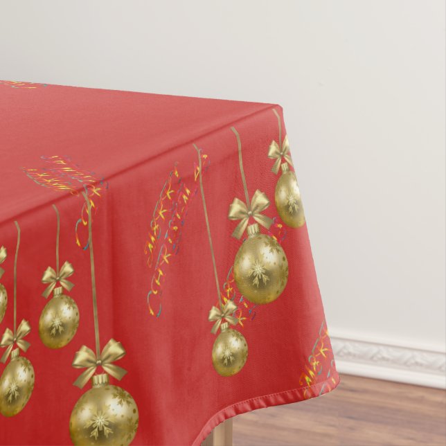 Toalha De Mesa Tablecloth vermelho do Natal do design Dourado do (Posição Original)