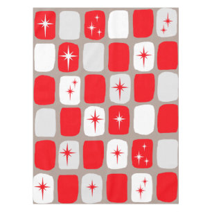 Toalha De Mesa Tablecloth vermelho retro de Starbursts (letras