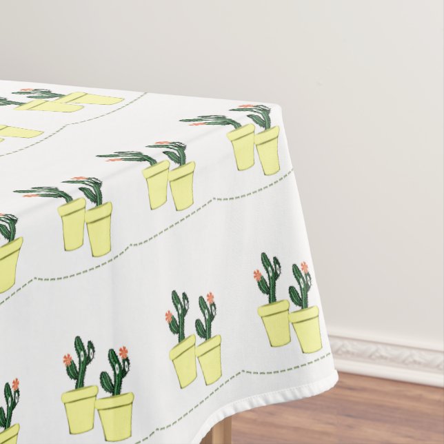 Toalha De Mesa Tablecloth White Cactus Yellow (Posição Original)