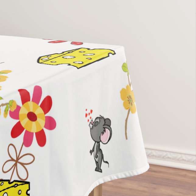 Toalha De Mesa Tablecloth White Cheese Yellow Mouse Floral (Posição Original)