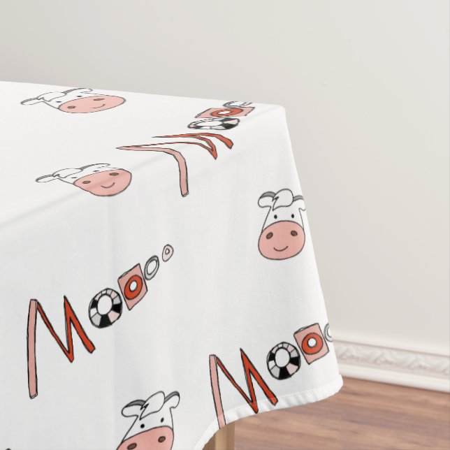Toalha De Mesa Tablecloth White Cows Moo Farers (Posição Original)