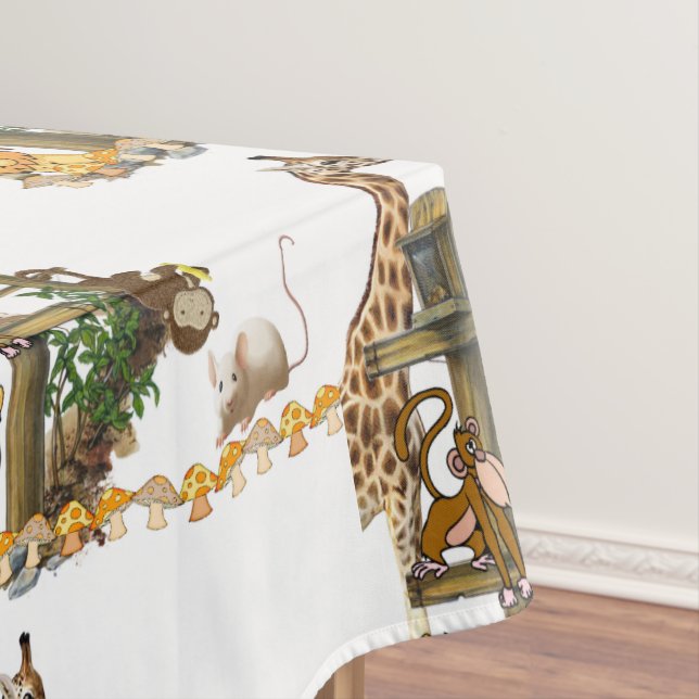 Toalha De Mesa Tablecloth White Lion Tiger Monkey Giraffe (Posição Original)