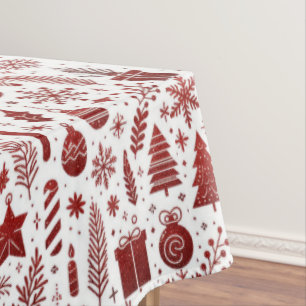 Toalha De Mesa Tablecloth White Red Christmas