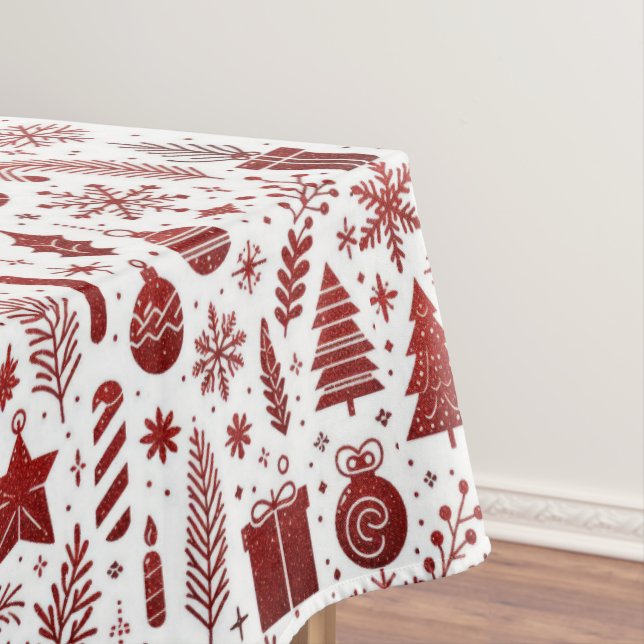 Toalha De Mesa Tablecloth White Red Christmas (Posição Original)