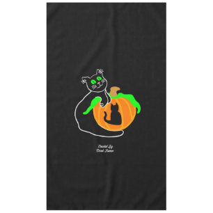 Toalha De Mesa Tableloth de Abóbora Gato Preto