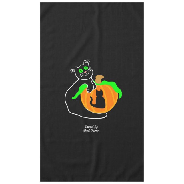 Toalha De Mesa Tableloth de Abóbora Gato Preto (Frente)