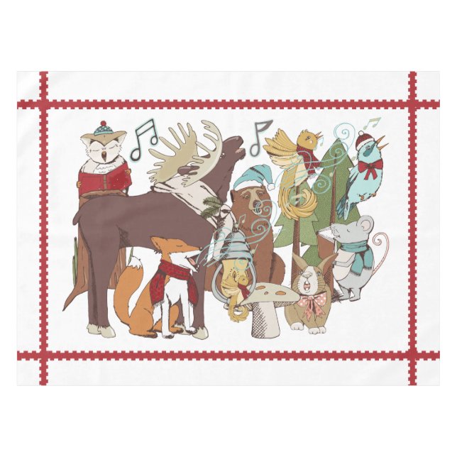 Toalha De Mesa Tableloth de Férias Brancas de Natal Animal (Frente (Horizontal))