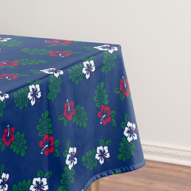 Toalha De Mesa Tableloth de Hibiscus Vermelho e Branco (Posição Original)
