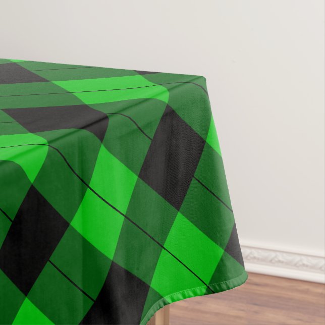 Toalha De Mesa Tablet de Verificação Preta e Verde (Posição Original)