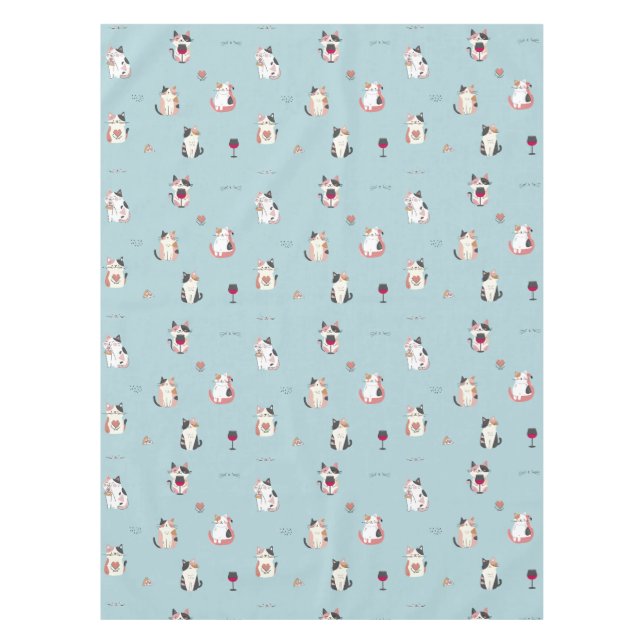 Toalha De Mesa Tablet Gato e Vinho (Frente)