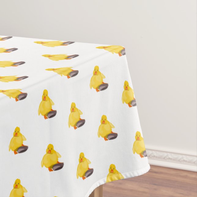 Toalha De Mesa Tablet Pato Amarelo - Cores Personalizadas - Texto (Posição Original)