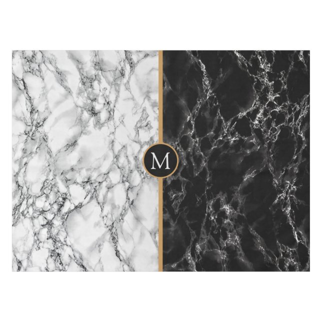 Toalha De Mesa Tablet Preto e Branco com Letra Personalizada (Frente (Horizontal))