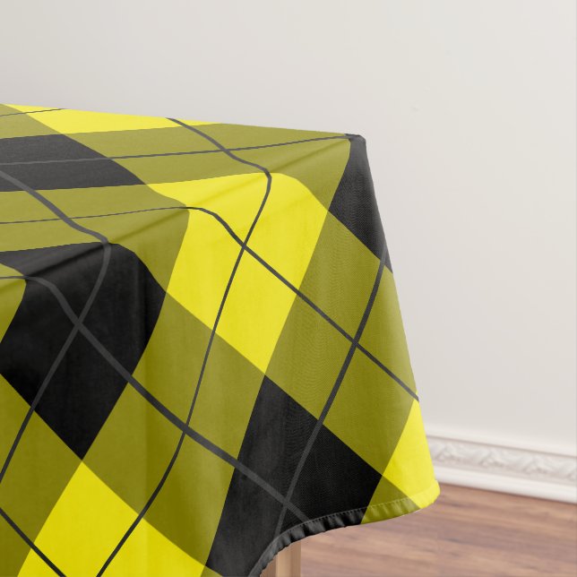 Toalha De Mesa Tablet Xadrez Preto e Amarelo (Posição Original)