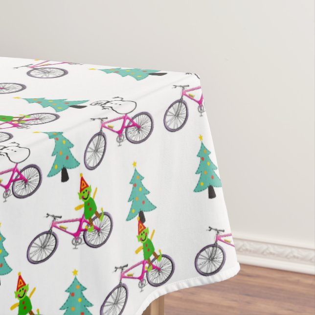 Toalha De Mesa Tableta de Natal, Bicicletas de Árvores Neves (Posição Original)