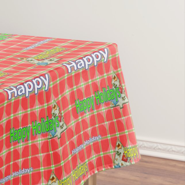 Toalha De Mesa Tableta de Natal, Felizes Feriados Vermelhos (Posição Original)