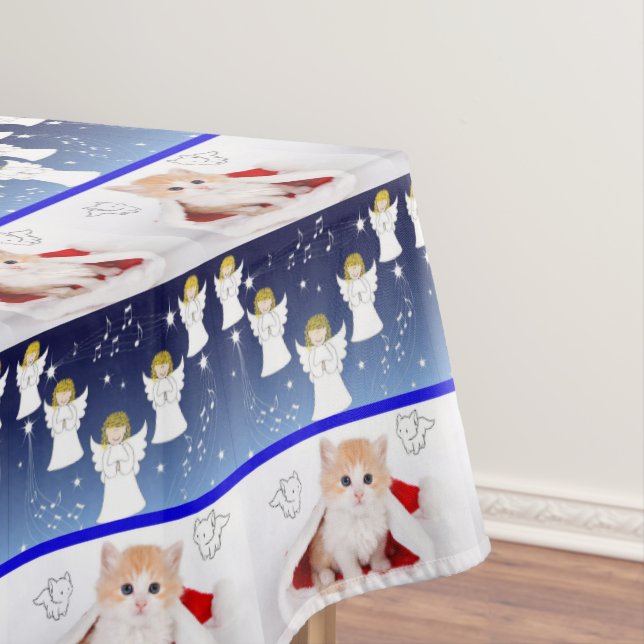 Toalha De Mesa Tableta de Natal, Natal FelizAngel Kitten (Posição Original)