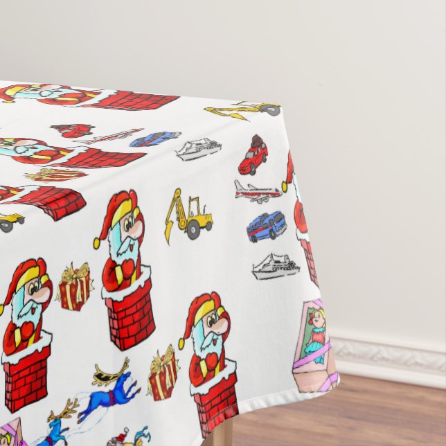 Toalha De Mesa Tableta de Natal, Papais noeis Brinquedos (Posição Original)