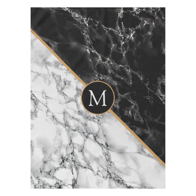 Toalha De Mesa Tablete branco preto com letra personalizada (Frente)