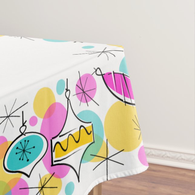 Toalha De Mesa Tablete de borda da árvore retrorativa Baubles 60x (Posição Original)