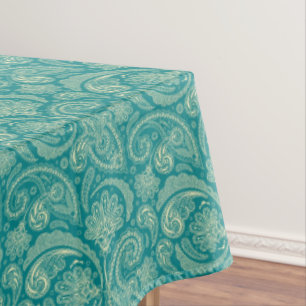 Toalha De Mesa Tablete De Creme Azul-Verde E Beige