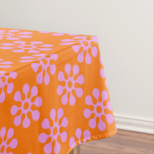 Toalha De Mesa Tablete De Flores Retro Laranja E Rosa