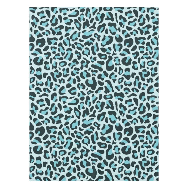 Toalha De Mesa Tablete de Impressão de Leopardo Azul (Frente)
