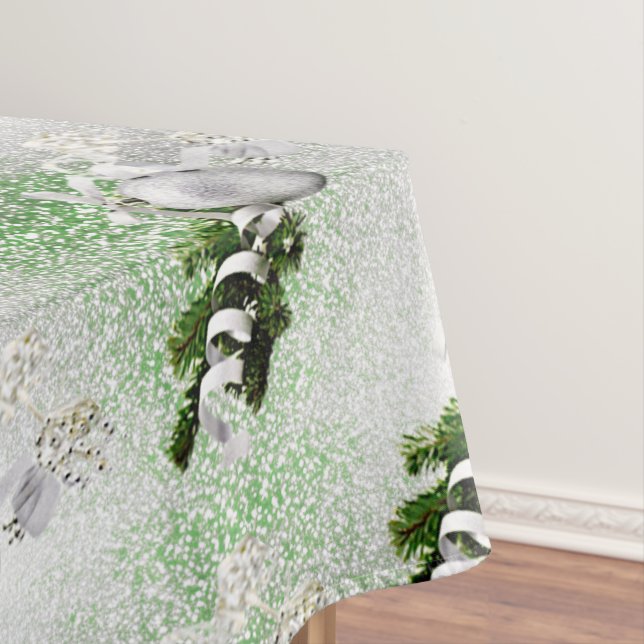 Toalha De Mesa Tablete de Natal da Fita Branca de Ornamento de Pr (Posição Original)